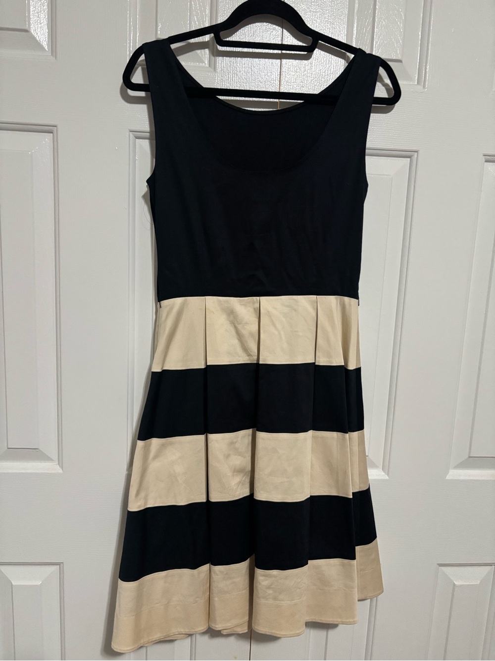 kate spade Black and Cream Striped Fit-and-Flare Dress - Picture 5 of 11